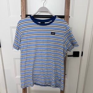 HUF Blue and White Striped Tee